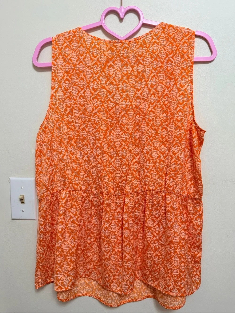 Banana Republic Orange Patterned Sleeveless Tiered Tank